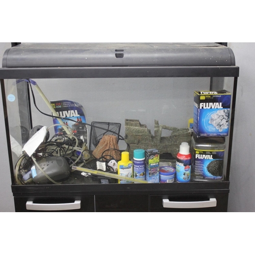 182 - INTERPET AQUATROPIC BLACK 80 AQUARIUM WITH STAND AND ACCESSORIES NCLDUING FLUVAL 206 EXTERNAL FILTER