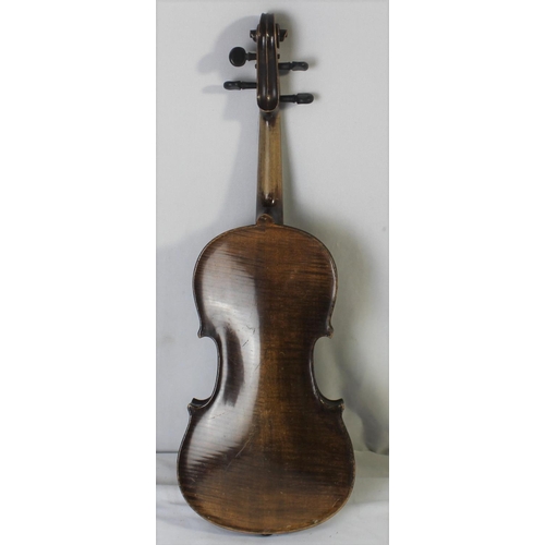 56 - JACOBUS STAINER IN ABSAM VIOLIN (PRO PE OENIPONTUM 1656) WITH BOW IN HARD CASE (59.5cm TOTAL LENGTH,... 