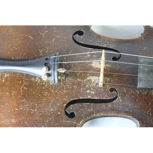 56 - JACOBUS STAINER IN ABSAM VIOLIN (PRO PE OENIPONTUM 1656) WITH BOW IN HARD CASE (59.5cm TOTAL LENGTH,... 