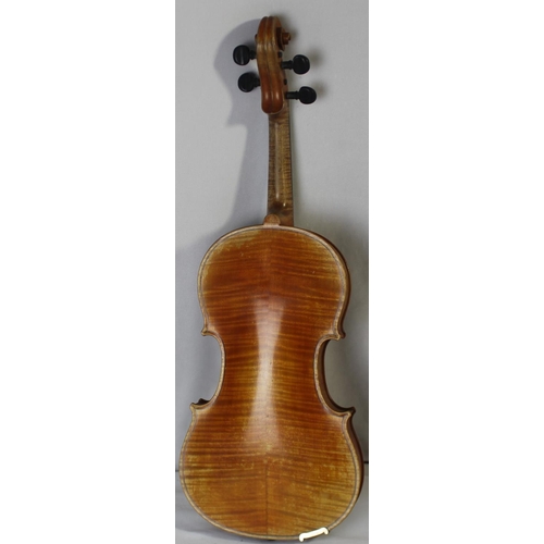 57 - ANTONIUS STRADIVARIUS CREMONENSIS FACIEBAT ANNO 1714 VIOLIN WITH BOW IN HARD CASE - IN NEED OF REPAI... 