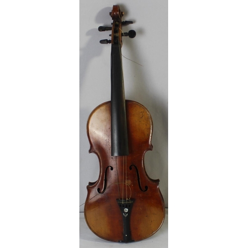 58 - ANTONIUS STRADIVARIUS CREMONENSIS FACIEBAT ANNO 1720 VIOLIN WITH BOW IN LEATHER CASE - IN NEED OF RE... 