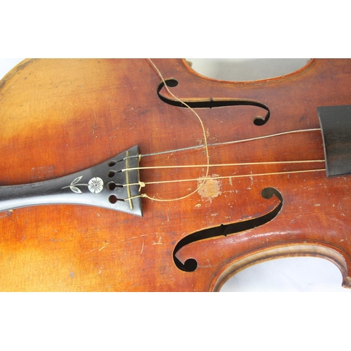 58 - ANTONIUS STRADIVARIUS CREMONENSIS FACIEBAT ANNO 1720 VIOLIN WITH BOW IN LEATHER CASE - IN NEED OF RE... 