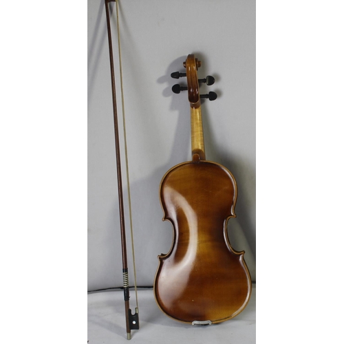 62 - GOLDEN STRAD VIOLIN (IMPORTED BY BOOSEY& HAWKES, LONDON) WITH BOW IN HARD CASE  (58.5cm TOTAL LE... 