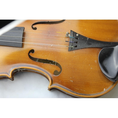 62 - GOLDEN STRAD VIOLIN (IMPORTED BY BOOSEY& HAWKES, LONDON) WITH BOW IN HARD CASE  (58.5cm TOTAL LE... 