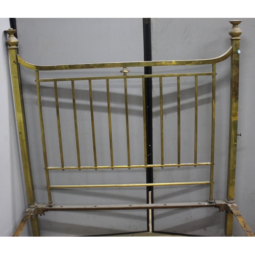 81 - BRASS BED WITH SIDE IRONS - INCOMPLETE