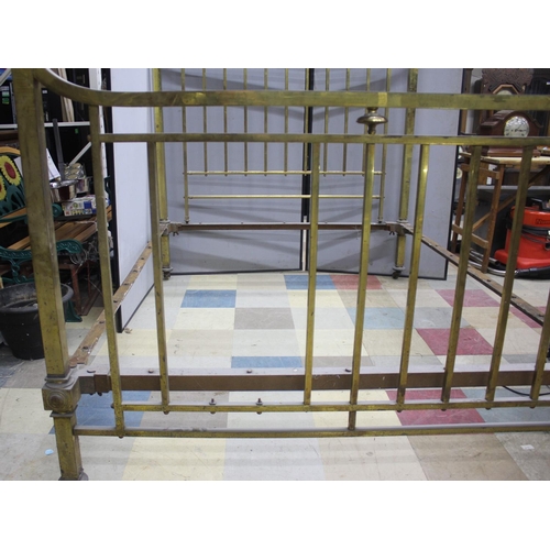 81 - BRASS BED WITH SIDE IRONS - INCOMPLETE