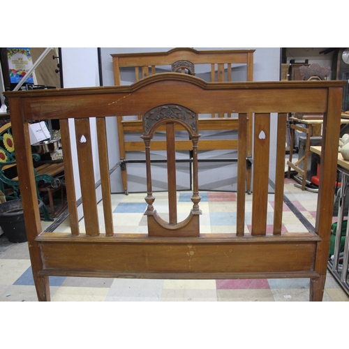 82 - SATIN WALNUT BED WITH SIDE IRONS