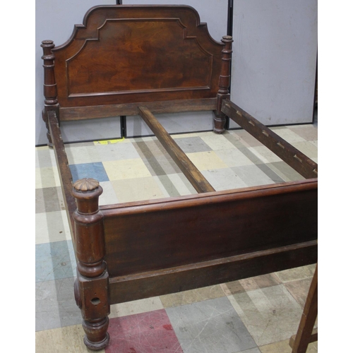 83 - MAHOGANY BED ENDS WITH SIDE BARS & CENTRE SUPPORT