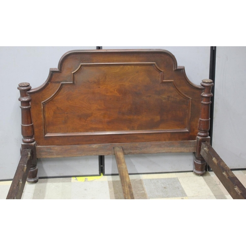 83 - MAHOGANY BED ENDS WITH SIDE BARS & CENTRE SUPPORT