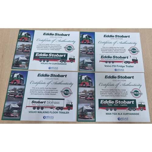 87 - 5 EDDIE STOBART DIE CAST SCALE MODELS WITH 4 CERTIFICATES