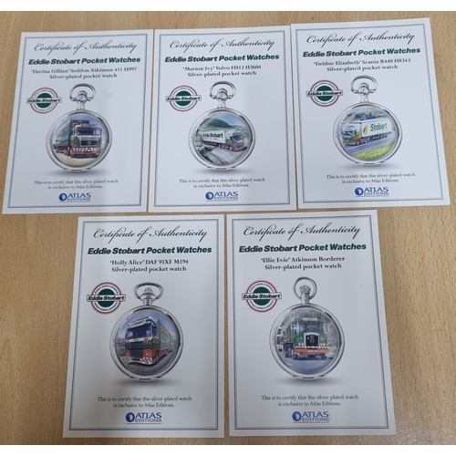 90 - 5 EDDIE STOBART POCKET WATCHES WITH 5 CERTIFICATES