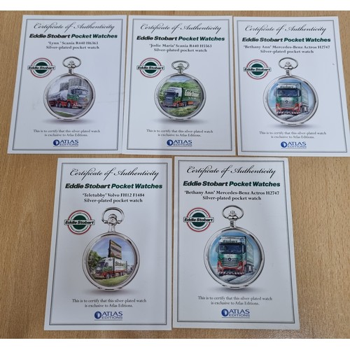 93 - 5 EDDIE STOBART POCKET WATCHES WITH 5 CERTIFICATES