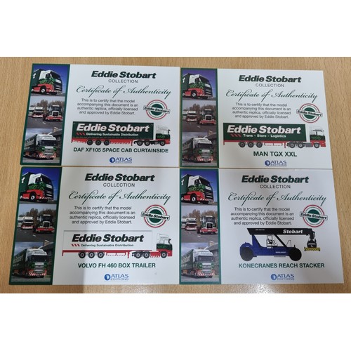 94 - 6 EDDIE STOBART DIE CAST SCALE MODELS WITH 4 CERTIFICATES