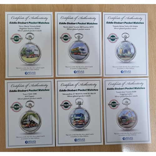 108 - 6 EDDIE STOBART POCKET WATCHES WITH 6 CERTIFICATES