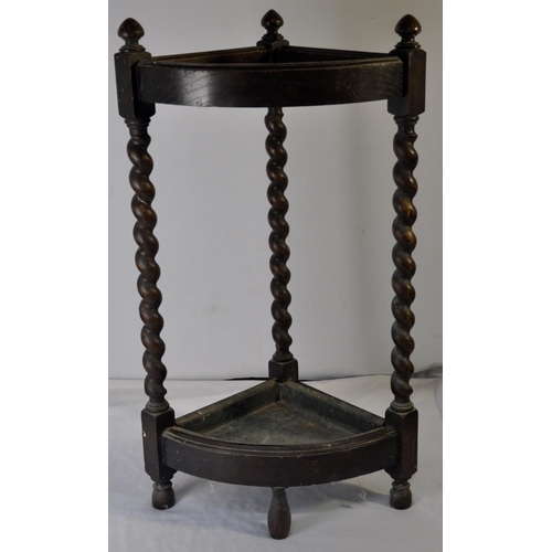 57 - CORNER STICK AND UMBRELLA STAND WITH BARLEY TWIST SUPPORT