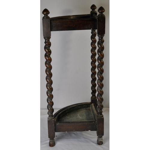 57 - CORNER STICK AND UMBRELLA STAND WITH BARLEY TWIST SUPPORT