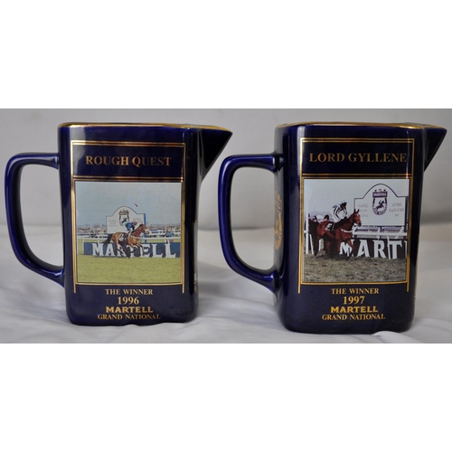 99 - 8 MARTELL GRAND NATIONAL WATER JUGS 1992 - 1999 (ONE DAMAGED)