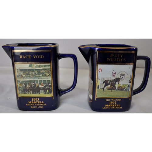 99 - 8 MARTELL GRAND NATIONAL WATER JUGS 1992 - 1999 (ONE DAMAGED)