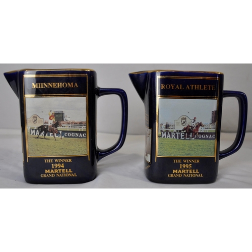 99 - 8 MARTELL GRAND NATIONAL WATER JUGS 1992 - 1999 (ONE DAMAGED)