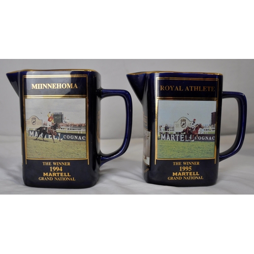 99 - 8 MARTELL GRAND NATIONAL WATER JUGS 1992 - 1999 (ONE DAMAGED)