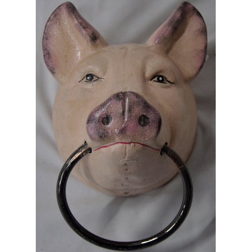 123 - PIG HEAD WITH METAL RING