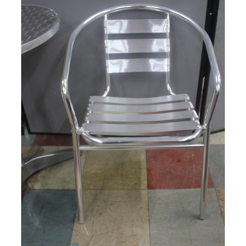 176 - ALUMINIUM CIRCULAR TABLE AND 2 CHAIRS