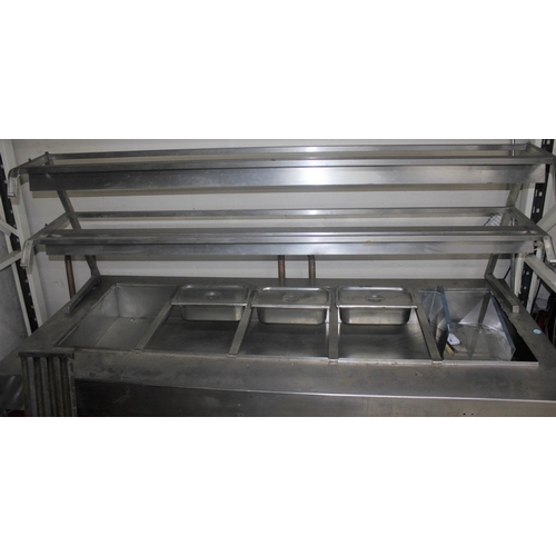 207 - MOFFAT STAINLESS STEEL BAIN MARIE WITH CUPBOARD BASE (WITH 3 POTS OTHER POTS MISSING) (L190, W80cm) ... 