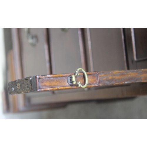 231 - MAHOGANY DROP FRONT BUREAU WITH FITTED INTERIOR AND BRASS DROP HANDLES