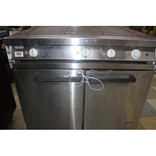 263 - FALCON DOMINATOR STAINLESS STEEL SOLID TOP OVEN (L90, W85cm) - 3 PHASE - 1 DOOR DOESN'T STAY SHUT