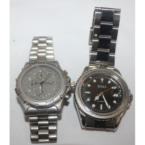 330 - 5 GENTS WATCHES: CASIO, FOSSIL, ADIDAS TRIPLE DIAL, SOKI & MOSCOW TIME (NONE TESTED)