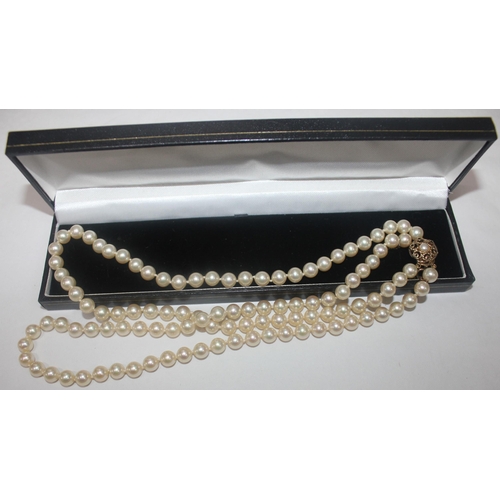 346 - DOUBLE ROW OF PEARLS (CLASP MARKED 925) & SINGLE STRAND OF PEARLS IN BENTIMA STAR BOX