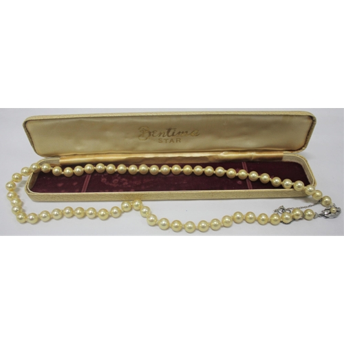 346 - DOUBLE ROW OF PEARLS (CLASP MARKED 925) & SINGLE STRAND OF PEARLS IN BENTIMA STAR BOX