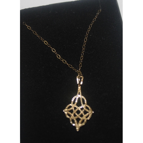 354 - INTERWOVEN PENDANT ON CHAIN MARKED 375 (1g)