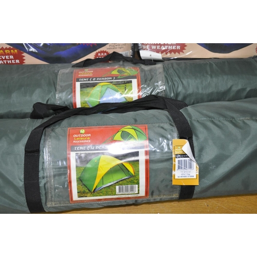 26 - 2 TENTS, 2 X 12v HEATED BLANKETS & SINGLE RING GAS CAMPING STOVE