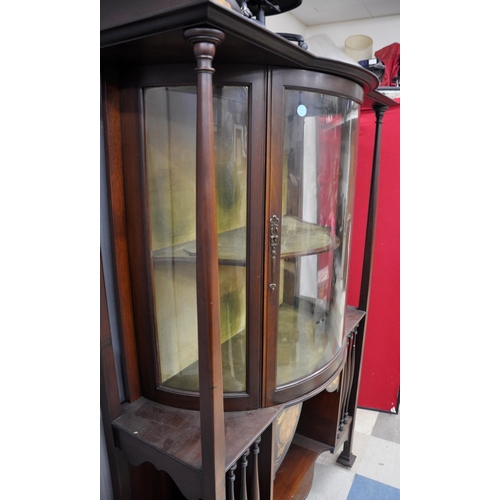 91 - ART NOUVEAU INLAID DISPLAY CABINET WITH BOW FRONT AND CURVED GLASS DOOR