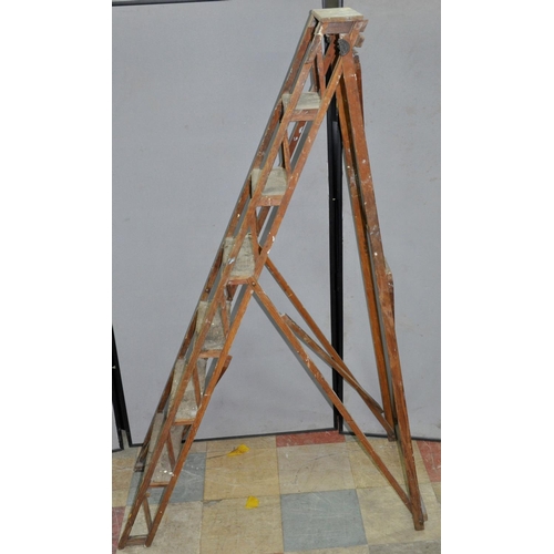 106 - 3 STEP LADDERS: 2 WOOD & 1 ALUMINIUM