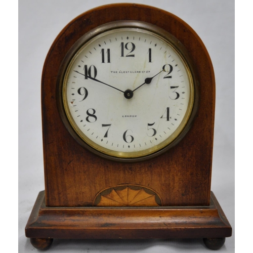 107 - WHEEL BAROMETER AND ALEX & CLARKE COMPANY LIMITED INLAID CLOCK