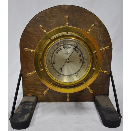 107 - WHEEL BAROMETER AND ALEX & CLARKE COMPANY LIMITED INLAID CLOCK