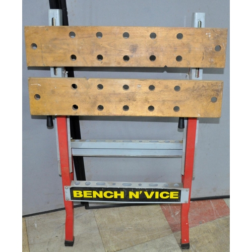 273 - 2 FOLDING WORKBENCHES, SPIRIT LEVEL & BOX TOOLS