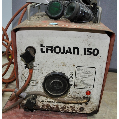 280 - TROJAN 150 WELDER & 2 PAIR WELDING GOGGLES AND MASK