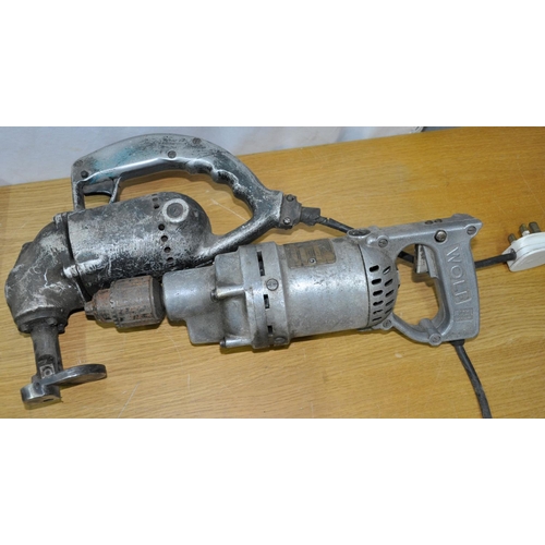 288 - 4 BENCH VICES, WOLF DRILL & BISCUIT JOINTER, ELECTRIC TOOLS - UNTESTED & REQUIRE REWIRING