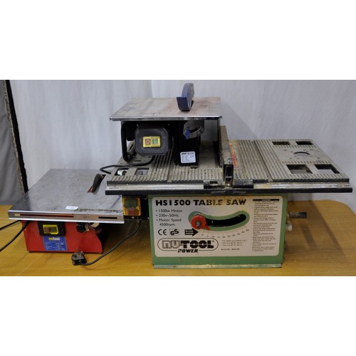 299 - NUTOOL HS1500 TABLE SAW, NUTOOL NTC 180-3 TABLE SAW & POWERCRAFT 600w TILE CUTTER - ALL WORKING... 