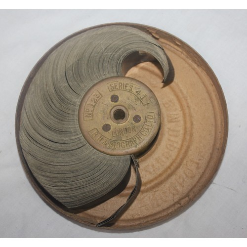 244 - KINORA EARLY MOVING PICTURE DEVICE NO. 1062 (MOULDING DAMAGED) & QUANTITY KINORA REELS