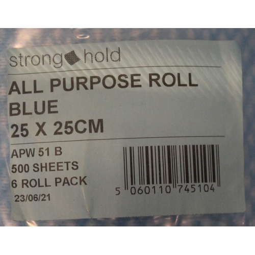 12 - 2 PACKS (6 ROLLS PER PACK) STRONGHOLD AU PURPOSE BLUE ROLL (25x25cm 500 SHEETS PER ROLL) - OPTION OF... 