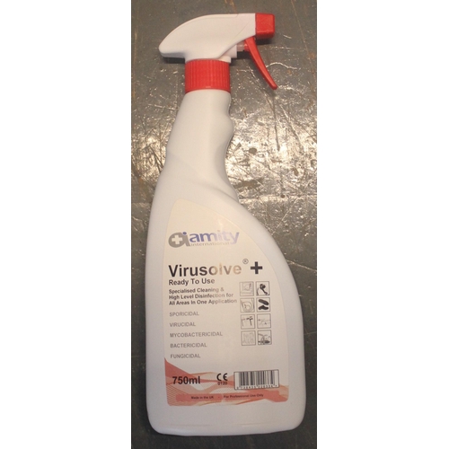 39 - 1 BOX OF 12 x750ml AMITY VIRUSOLVE+  HIGH LEVEL DISINFECTANT