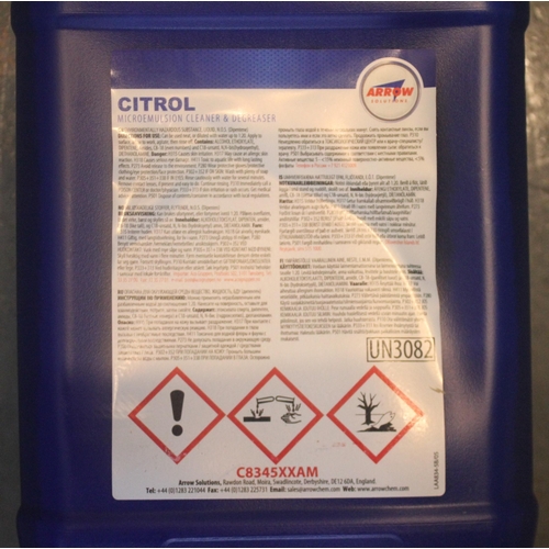 41 - 6 x 5 LITRES ARROW CITROL MICROEMULSION CLEANER AND DEGREASER