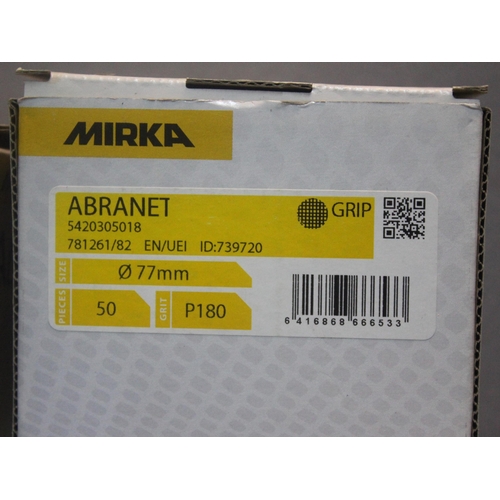 42 - 14 BOXES (50 PER BOX) MIRKA ABRANET 77mm SANDING DISCS (12 x P180, 2 x P20)