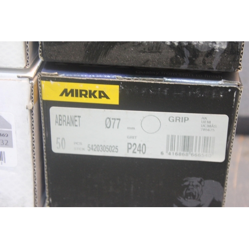 42 - 14 BOXES (50 PER BOX) MIRKA ABRANET 77mm SANDING DISCS (12 x P180, 2 x P20)