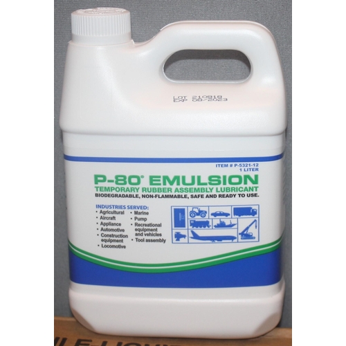 58 - 24 x 1 LITRE P-80 EMULSION - TEMPORARY RUBBER ASSEMBLY LUBRICANT