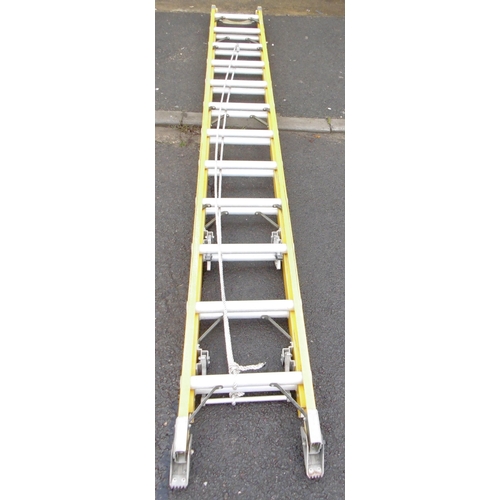 65 - T. B. DAVIES FIBREGLASS DOUBLE EXTENSION LADDER